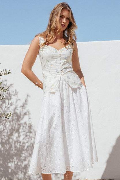 Petal and Pup USA BOTTOMS Sinead Eyelet Maxi Skirt - White