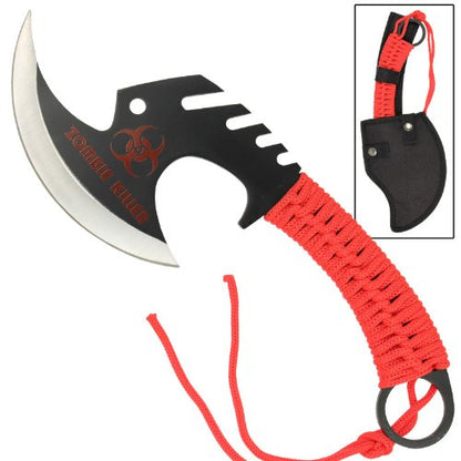 Skull Splitter Throwing Axe Red Zombie Killer Tomahawk w/ Sheath
