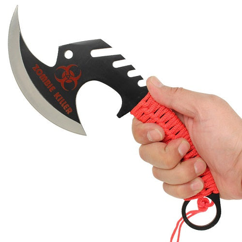 Skull Splitter Throwing Axe Red Zombie Killer Tomahawk w/ Sheath
