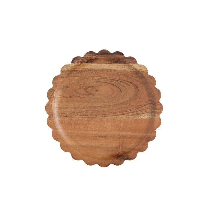 Small Scalloped Acacia Wood Tray