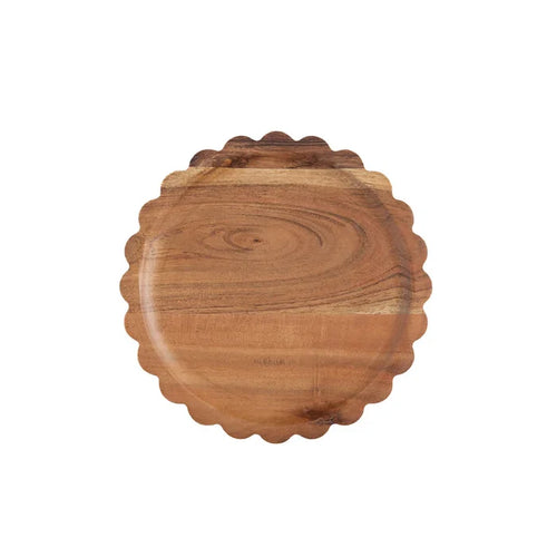 Small Scalloped Acacia Wood Tray