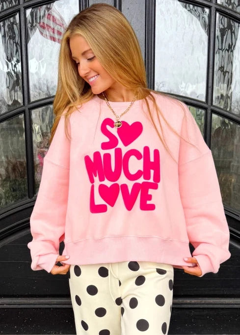 poppy pine so much love valentine day sweatshirt pink