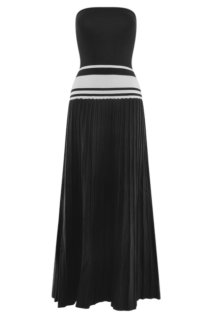 Solaris Strapless Contrast Knit Maxi Dress - Black/White