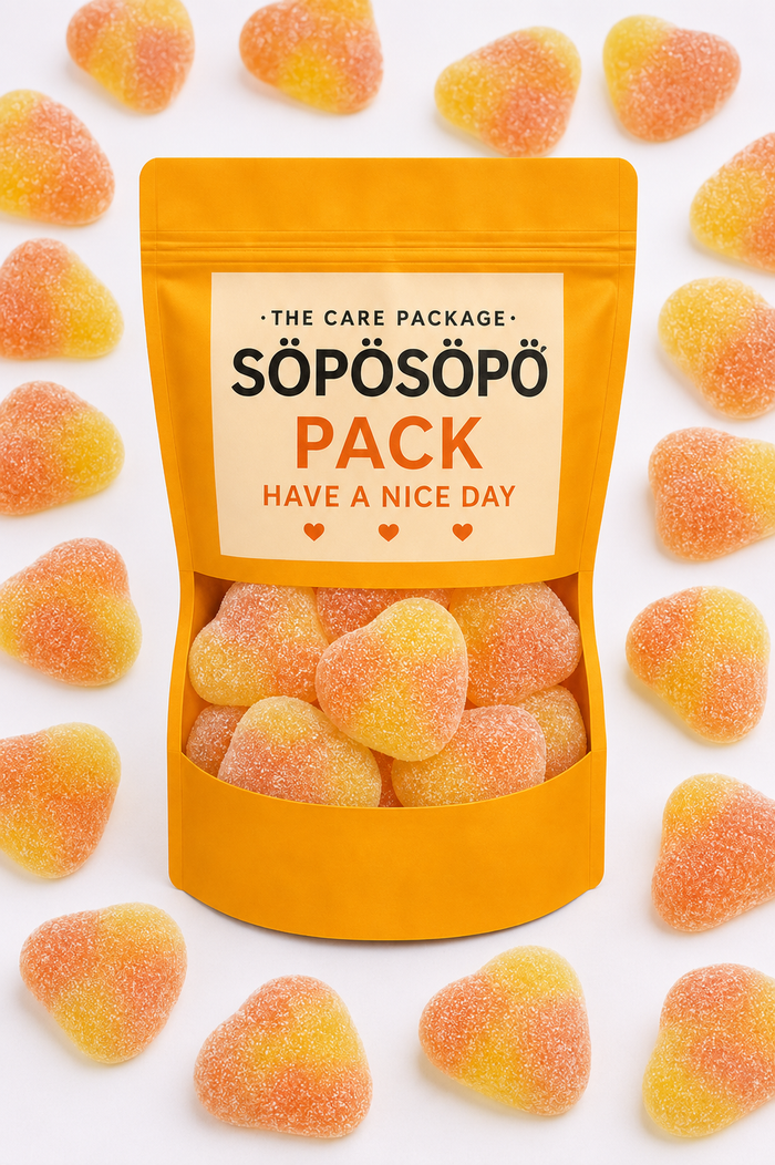 SÖPÖSÖPÖ Scandinavian Treat Pack – Peach Gummy Candy – 150g Nordic Candy Bag – Soft Peach-Shaped Gummies with Real Juice, Gluten & Lactose Free – Made in Finland soposopo Pack