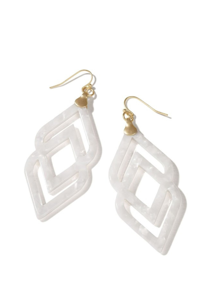 Spartina 449: Deco Drama Earrings - White Shimmer - B Social Boutique