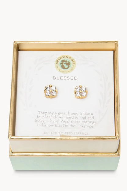 Spartina 449: Sea La Vie Stud Earrings Blessed/Crystal Clover - B Social Boutique