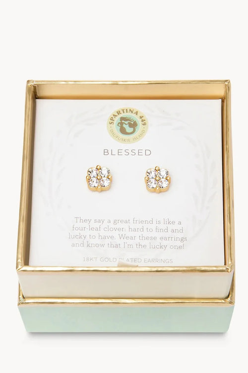 Spartina 449: Sea La Vie Stud Earrings Blessed/Crystal Clover - B Social Boutique
