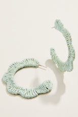 Spartina: Scalloped Straw Hoop Earrings - Soft Blue
