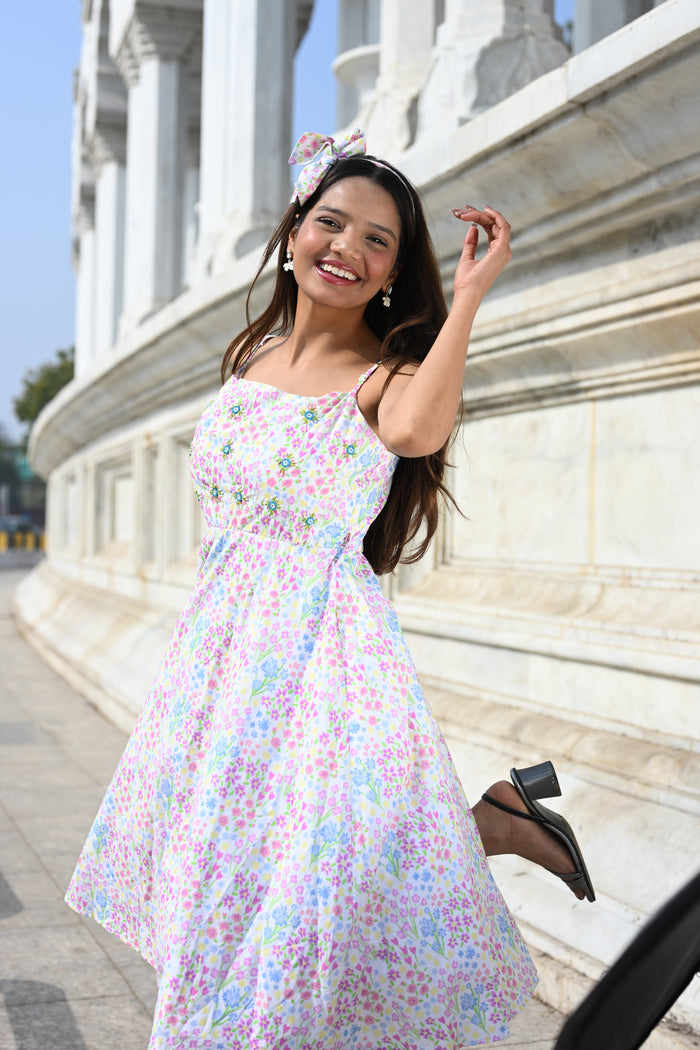 Spring Meadow Handwork Lined Dress