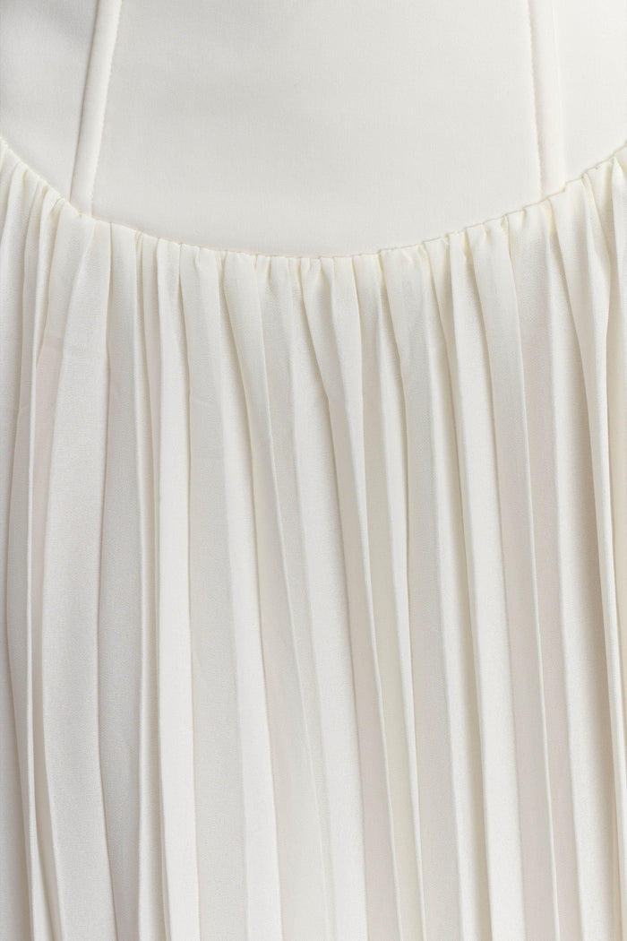 Stacie Pleated Halter Maxi Dress - Ivory