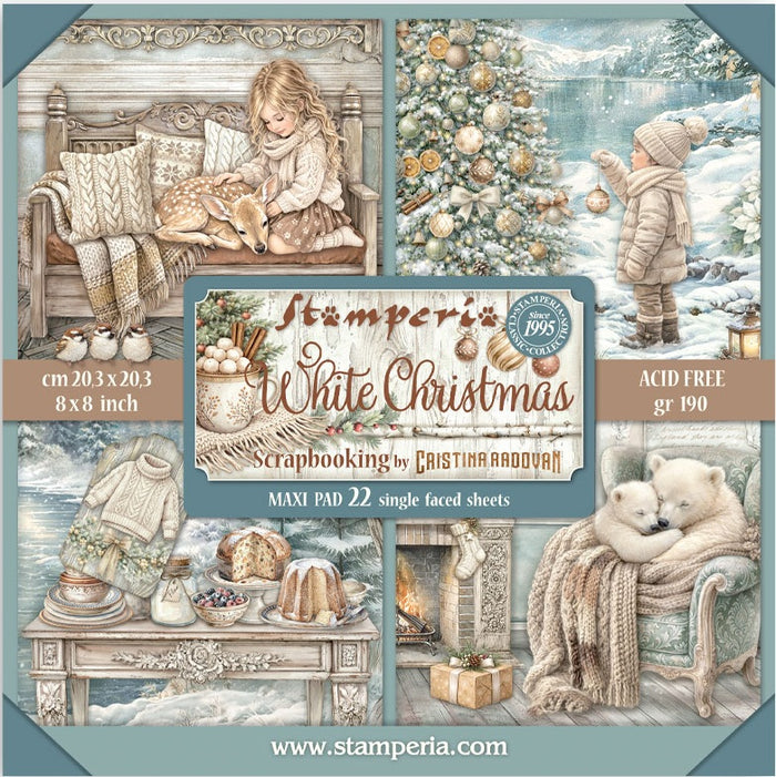 Stamperia White Christmas 8x8 Paper Pad - MAXI - Single Sided