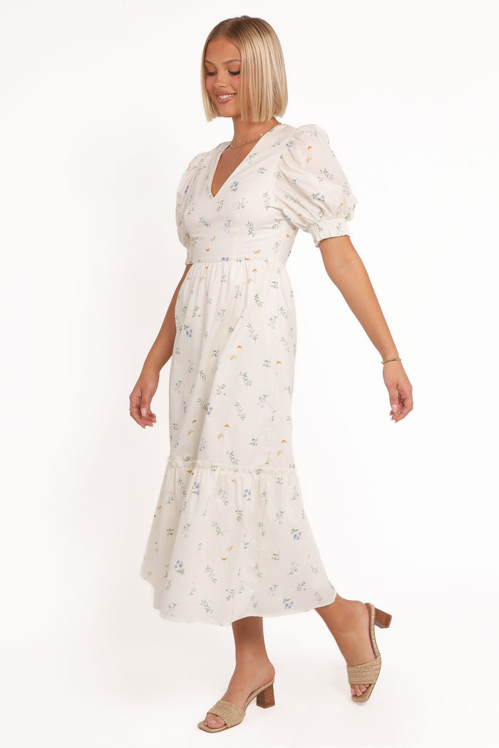 Petal and Pup USA DRESSES Steele Puff Sleeve Midi Dress - Floral