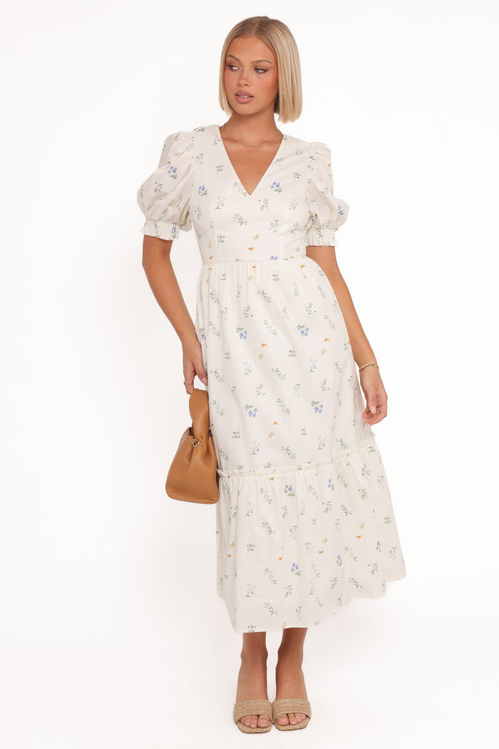 Petal and Pup USA DRESSES Steele Puff Sleeve Midi Dress - Floral