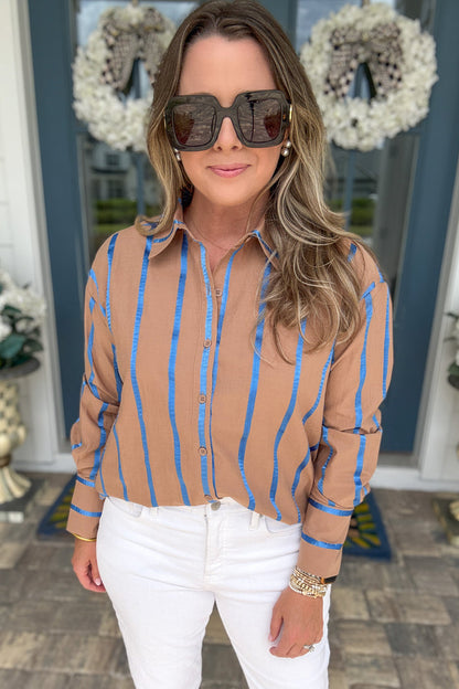 Stripe It Right Top - Mocha
