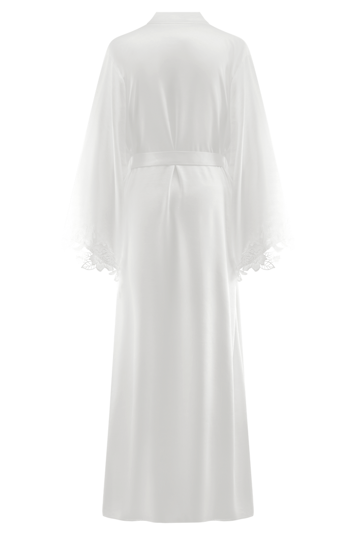 Sullivan Satin Bridal Robe With Lace - Ivory