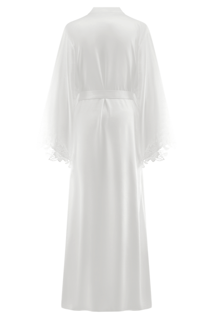 Sullivan Satin Bridal Robe With Lace - Ivory