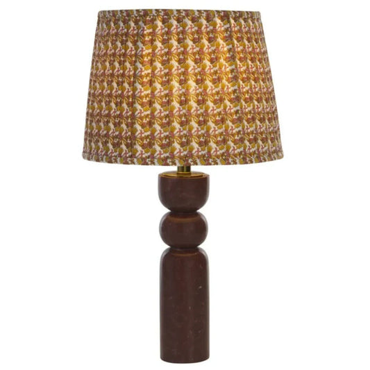 Suraya Table Lamp in Maroon with Red and White Pleated Shade