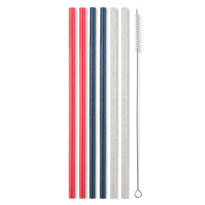 Swig: Red, White & Blue Glitter Reusable Straw Set - B Social Boutique