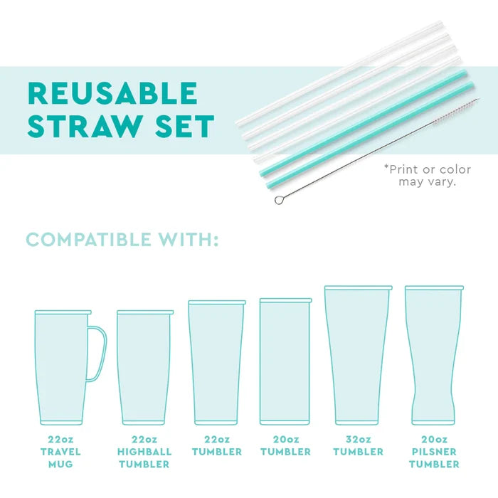 Swig: Red, White & Blue Glitter Reusable Straw Set - B Social Boutique