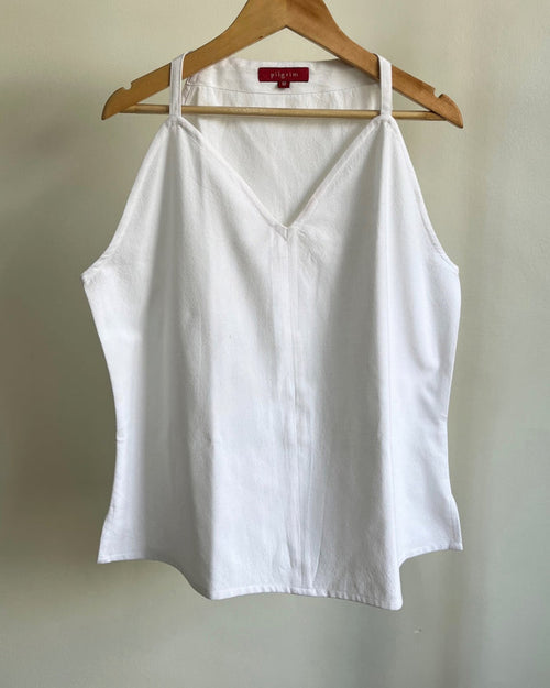 Swing Halter Top - White Cotton