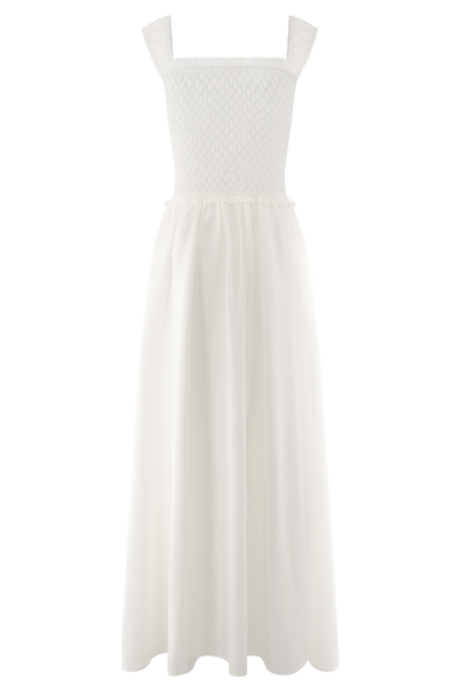 Tahlia Pointelle Knit Midi Dress - White