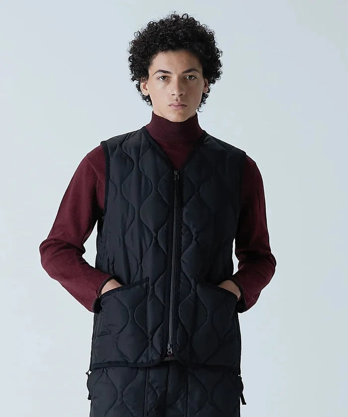 Taion - Unisex Military Zip V Neck Down Vest - Black - Vestes et Manteaux - 001ZML-1