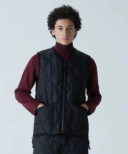 Taion - Unisex Military Zip V Neck Down Vest - Black - Vestes et Manteaux - 001ZML-1