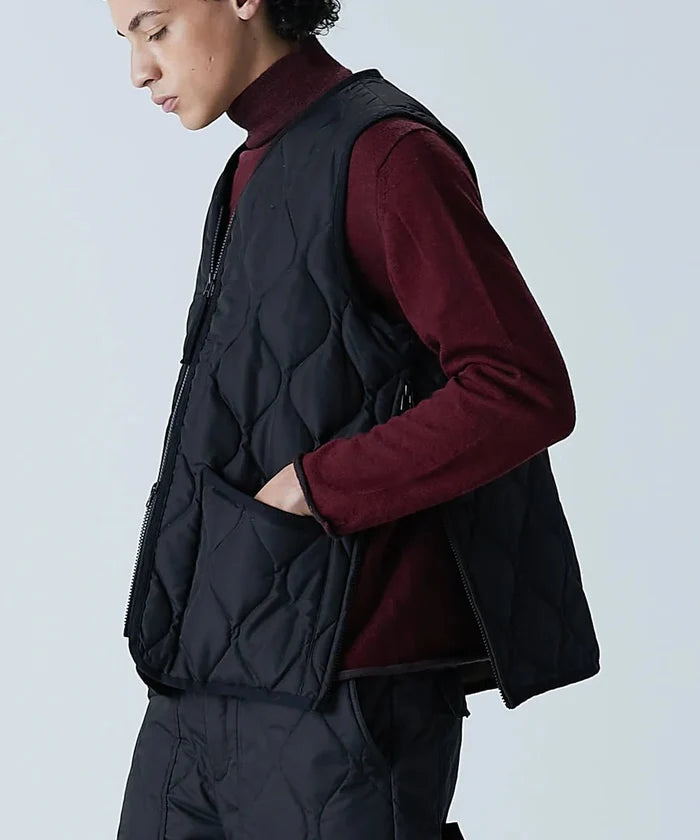 Taion - Unisex Military Zip V Neck Down Vest - Black - Vestes et Manteaux - 001ZML-1