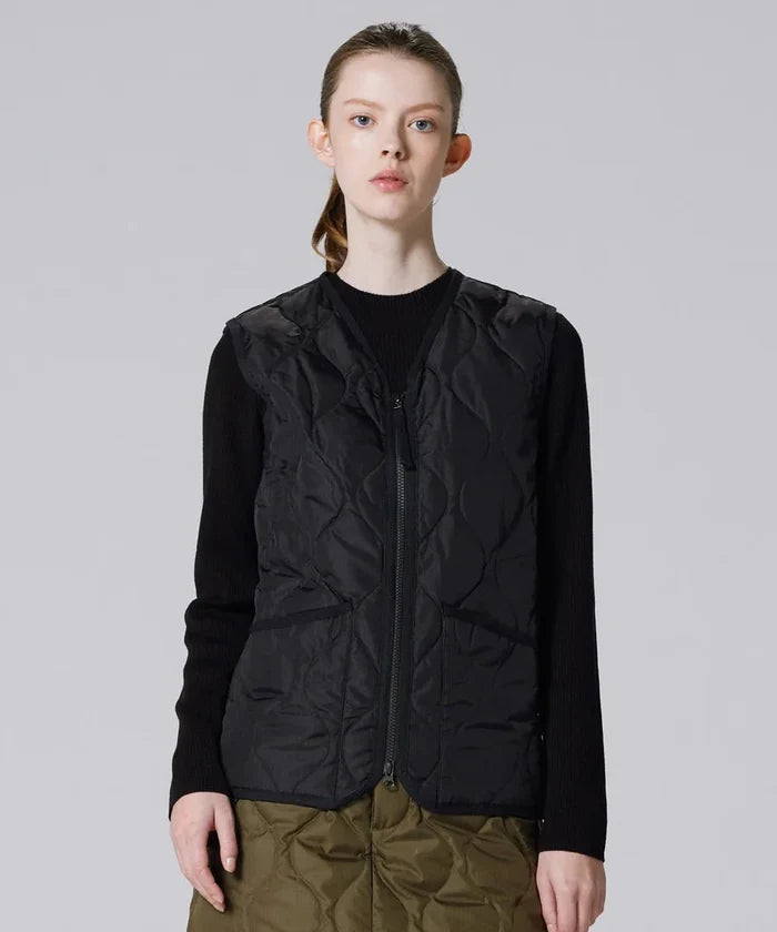 Taion - Unisex Military Zip V Neck Down Vest - Black - Vestes et Manteaux - 001ZML-1