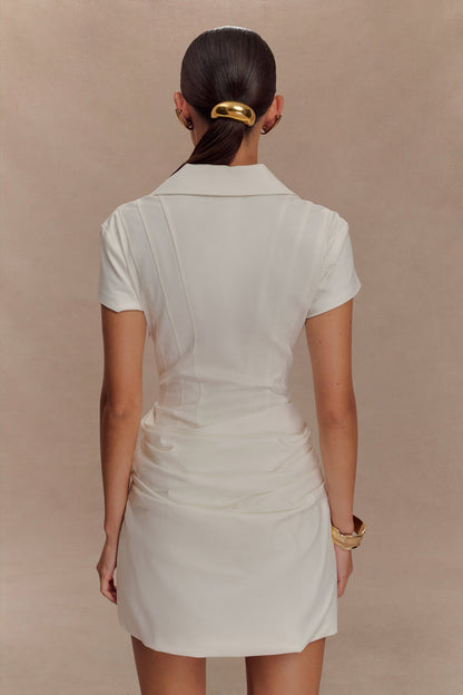 Tarryn Collared Cotton Mini Dress - White