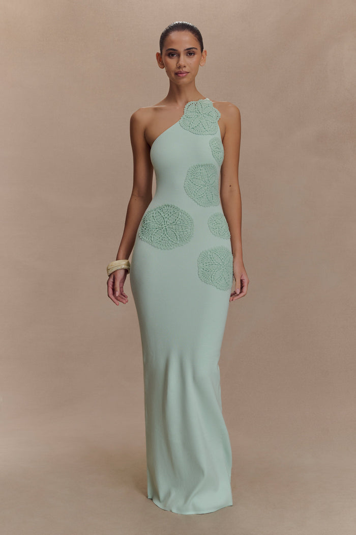 Teneika Crochet Knit Maxi Dress - Light Aqua