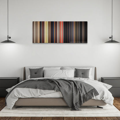 The Basketball Diaries color palette canvas above a bed, between two black pendant lamps