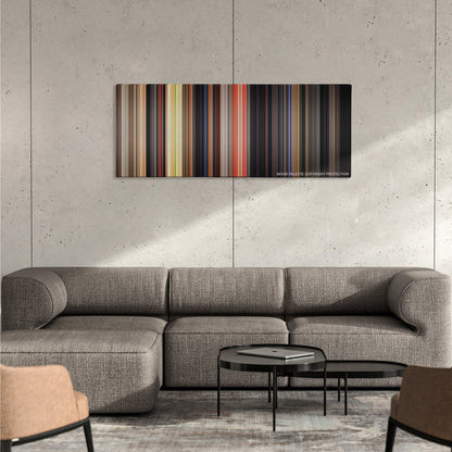 The Basketball Diaries color palette canvas on a concrete wall above a gray sectional sofa
