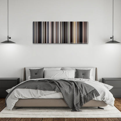 There Will Be Blood color palette canvas above a bed, between two black pendant lamps