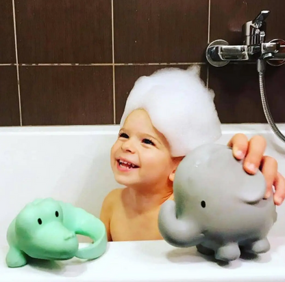 Tikiri Toys Crocodile - Natural Rubber Teether, Rattle & Bath Toy