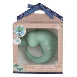 Tikiri Toys Crocodile - Natural Rubber Teether, Rattle & Bath Toy