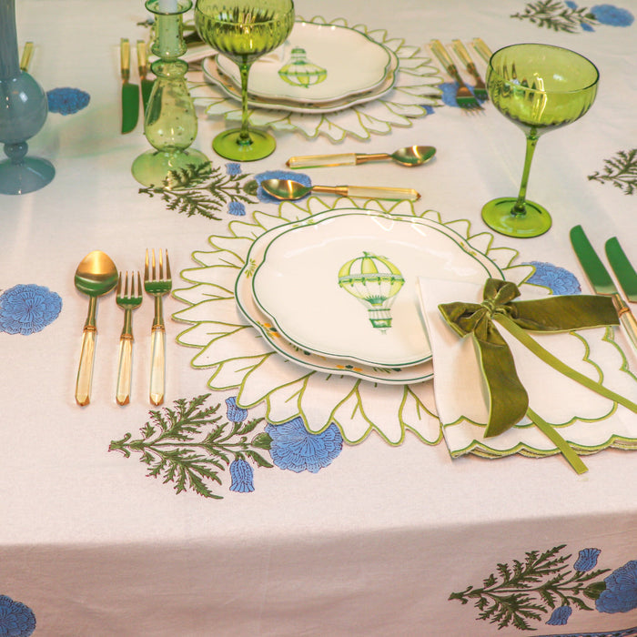 Toile de Blu Hortensia Organic Cotton Tablecloth by Ro'Table