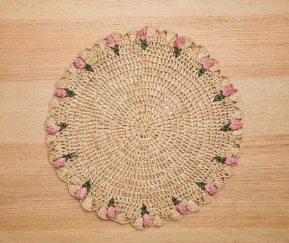 Tulip Floral Raffia Placemat by Payton James