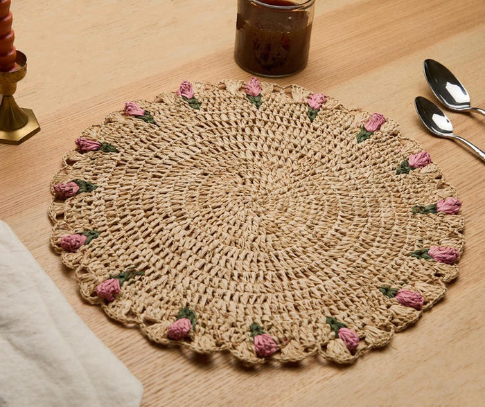 Tulip Floral Raffia Placemat by Payton James