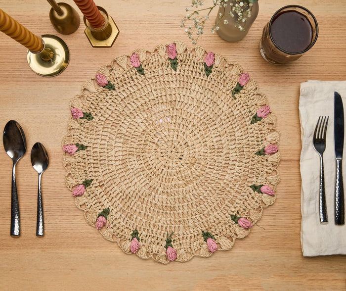 Tulip Floral Raffia Placemat by Payton James