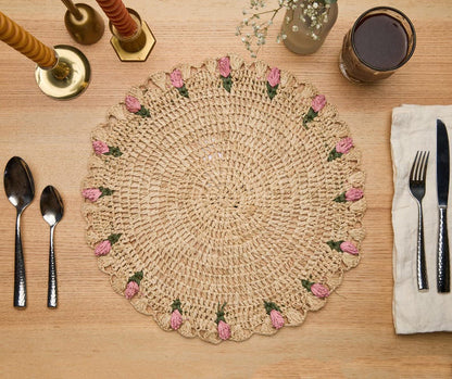 Tulip Floral Raffia Placemat by Payton James