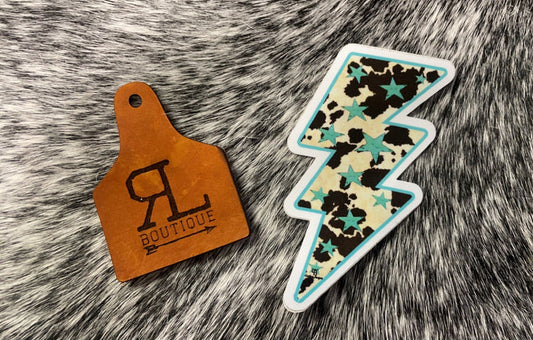 Turquoise Star Round Up Bolt Decal