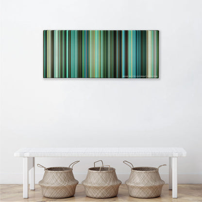 Venom color palette canvas above a white bench with three woven baskets