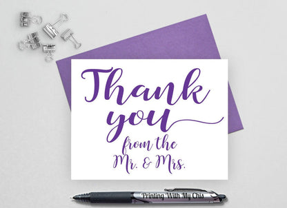 Wedding thank you cards from the Mr. and Mrs.