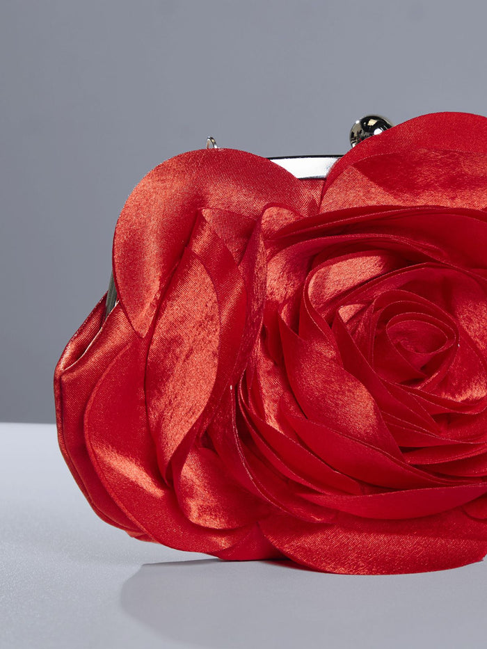 Wells Red Flower Satin Clutch