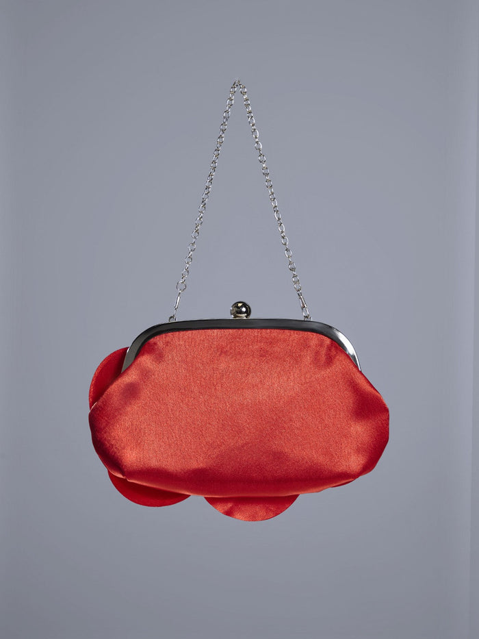 Wells Red Flower Satin Clutch