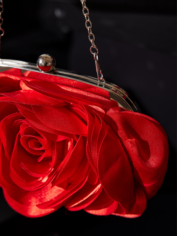 Wells Red Flower Satin Clutch