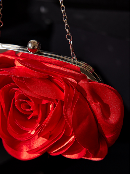 Wells Red Flower Satin Clutch