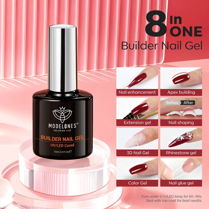 8-In-1 Wine Red Builder Nail Gel 15ml Builder Gel MODELONES #wine red