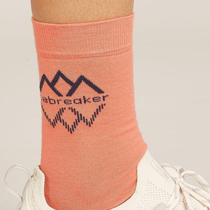 Women's Icebreaker Merino Fine Gauge Crew IB Logo Reflections Socks Tang/Graphite-Apparel-33-OFF